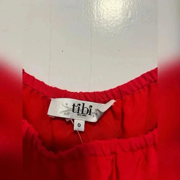 Tibi New York Red Silk Short Sleeve Baby Doll Holiday Dress Size $395 - Picture 4 of 5